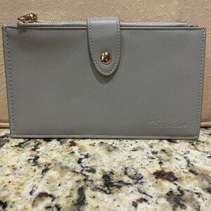 Elegant Gray Wallet with Gold Detail